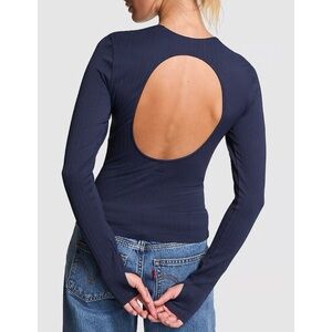 PINK by Victoria's Secret Seamless Long Sleeve Top Navy